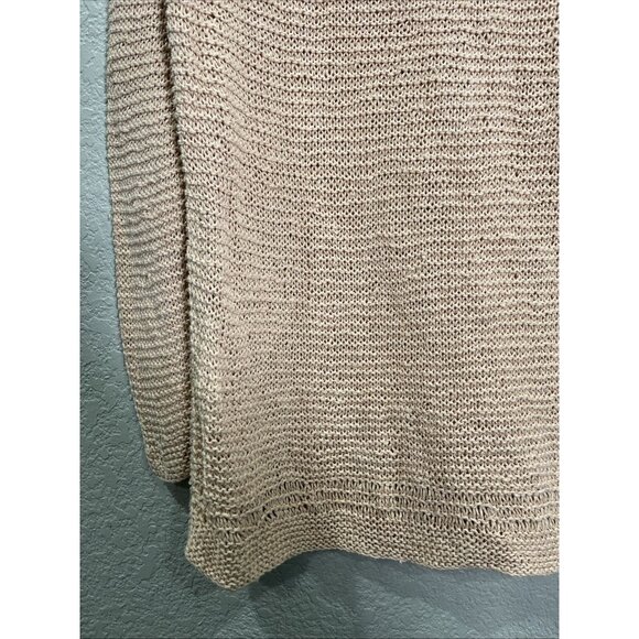 Gap Knit by Hand Sweater Top Womens M Tan Linen Tunic Long Sleeve Boho Beach Y2K - Picture 3 of 9